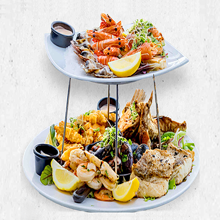 Signature Floating Noodle & Marina Seafood Stack